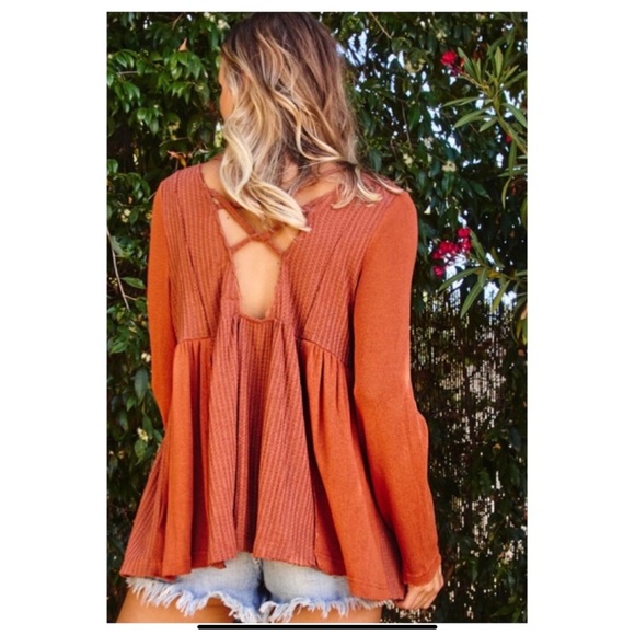 LAST CHANCE Burnt Orange Tunic w/Criss Back Detail. NWT - Picture 5 of 8